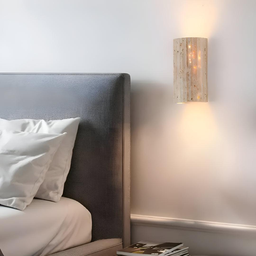 Natural Stone Wall Sconce | Warm LED Glow | Qonforta