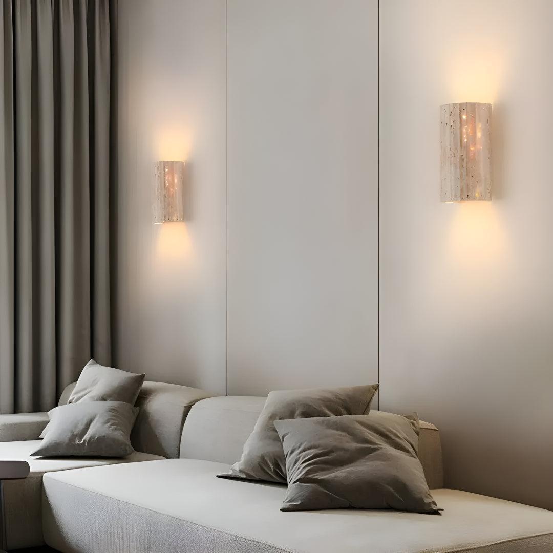 Natural Stone Wall Sconce | Warm LED Glow | Qonforta