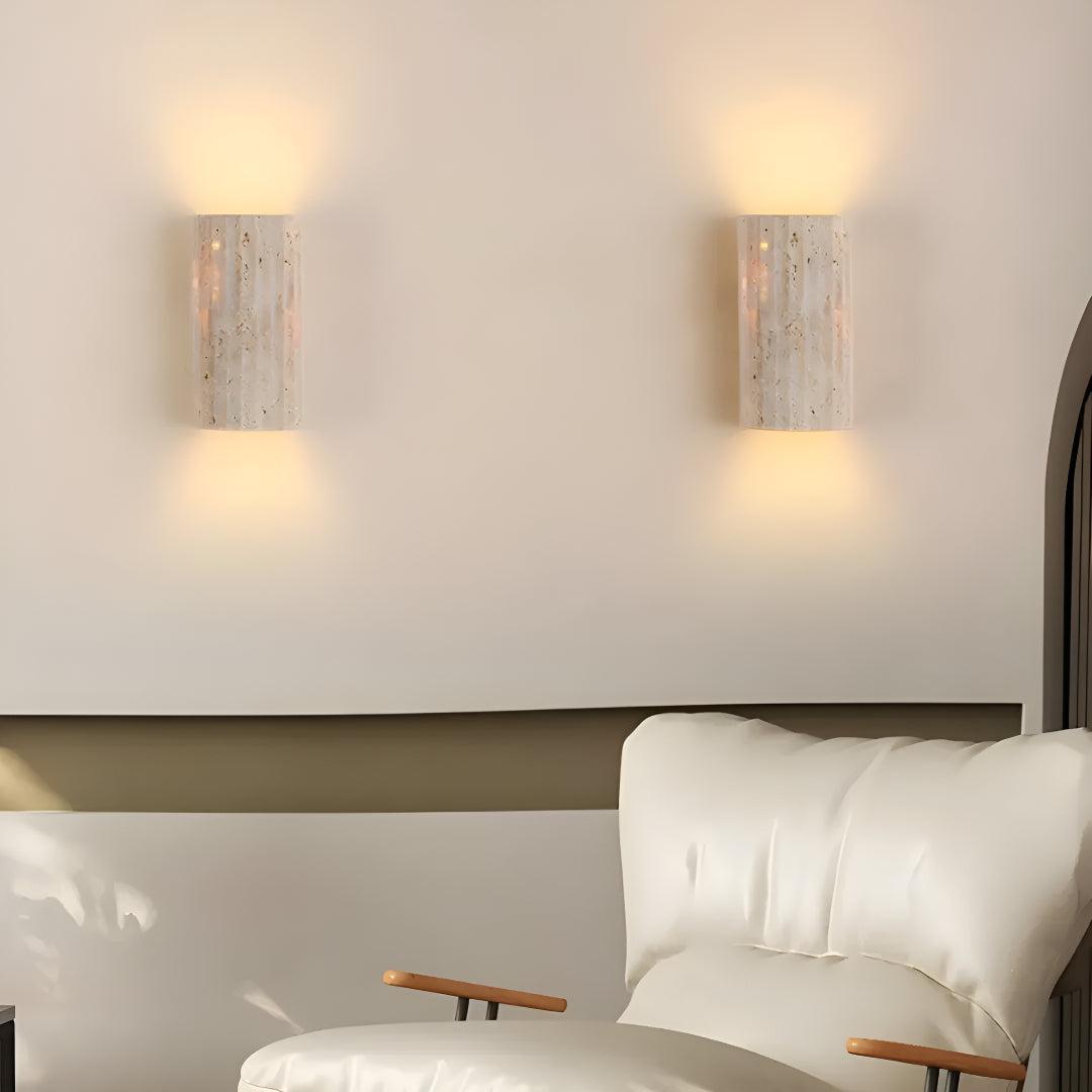 Natural Stone Wall Sconce | Warm LED Glow | Qonforta