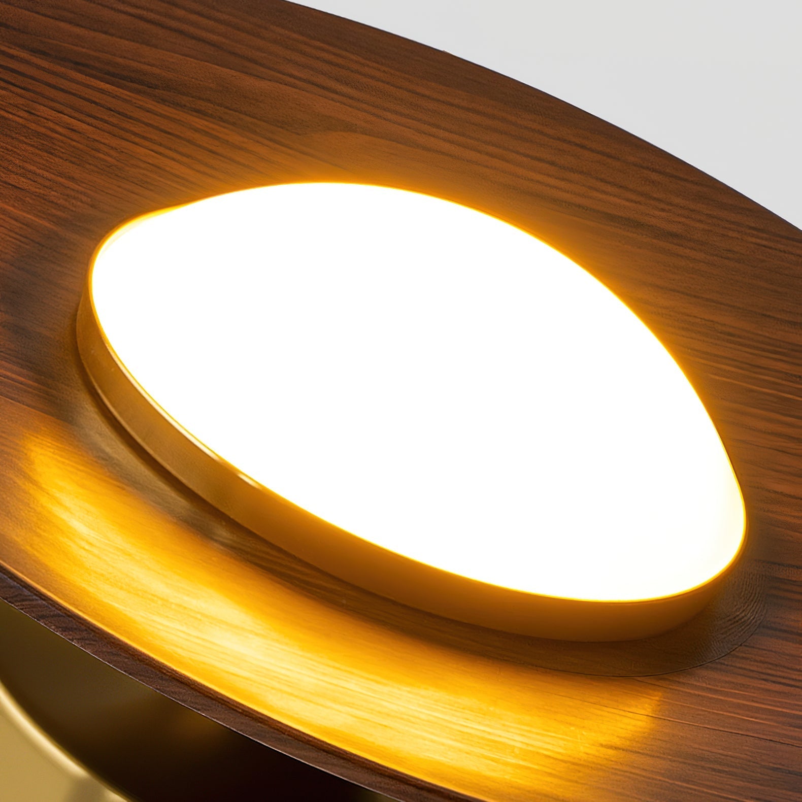 Walnut Wood Grain Disc Ceiling Light Gold Trim | Qonforta