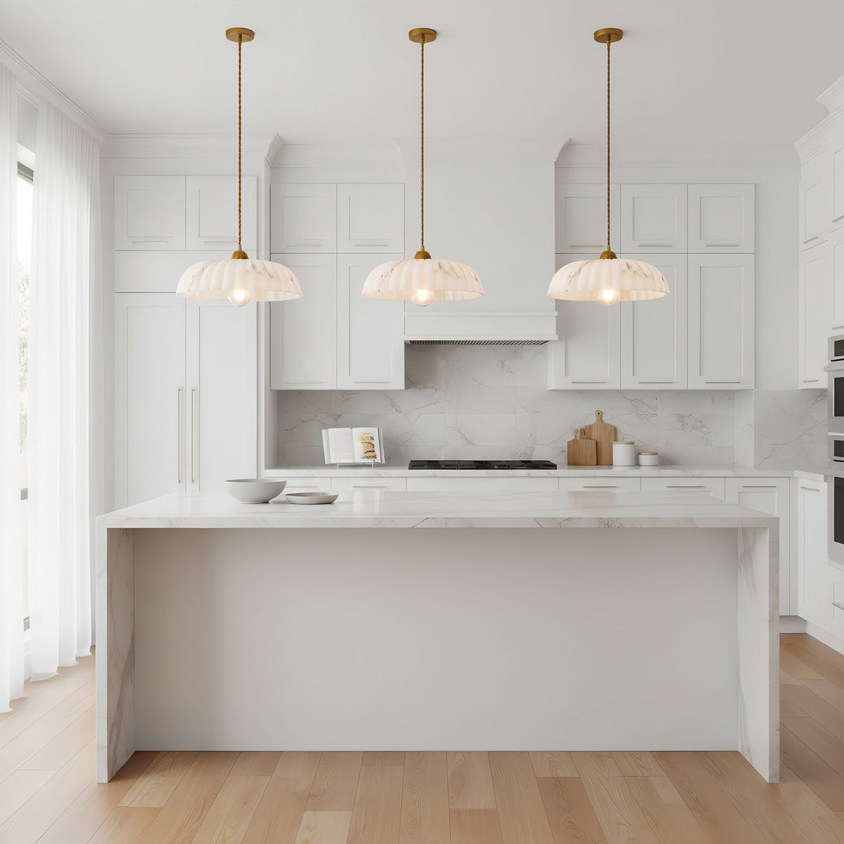 Orielle white organic pendant light – sculptural ceiling lamp, view 10