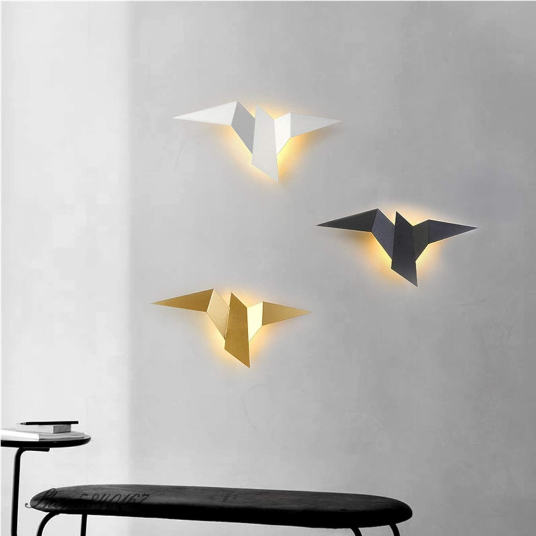 Origami LED wall sconce in an origami bird shape