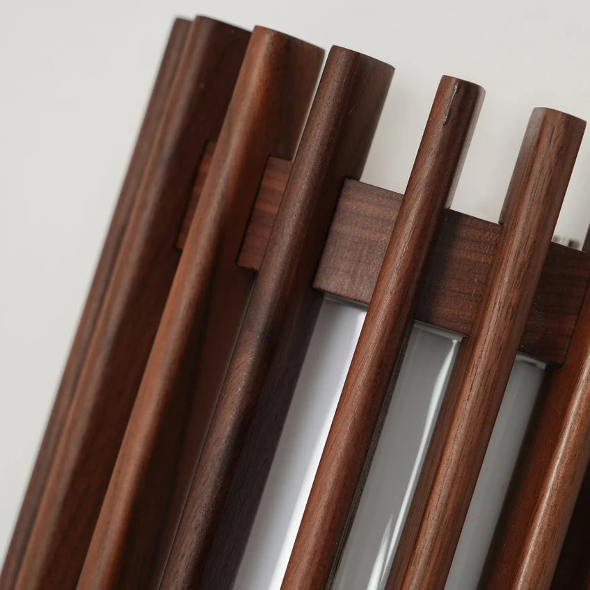 Walnut Wood Slat Wall Sconce | Warm White & Dimmable | Qonforta