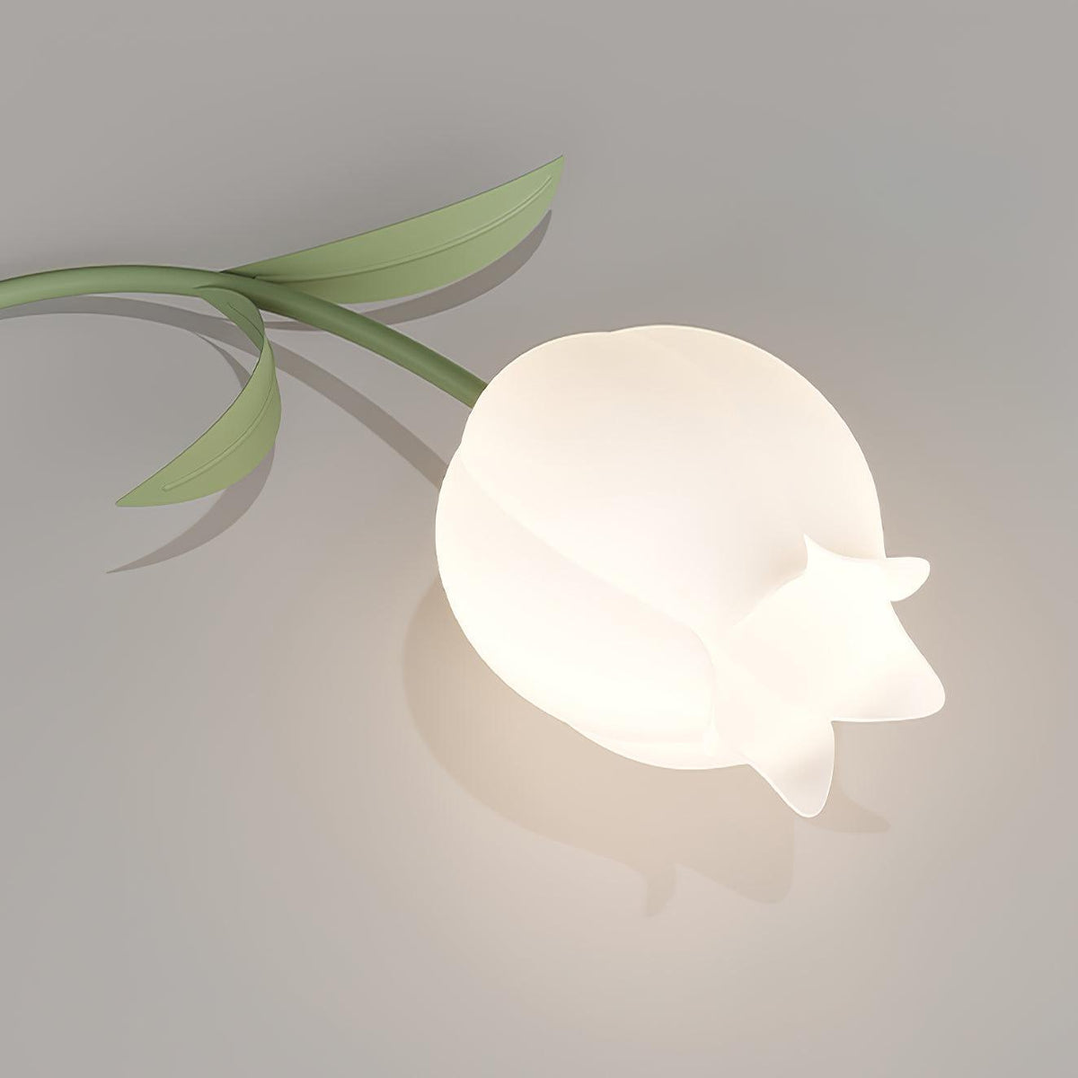 Ricko flower ceiling light, acrylic lily shades - socket detail, warm light