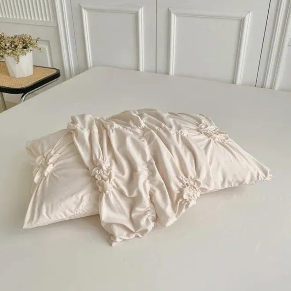 French country ruffle quilt cover set close-up