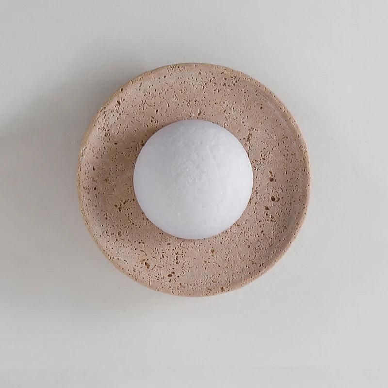 Travertine Wall Sconce Circular LED – Wabi-Sabi Stone | Qonforta