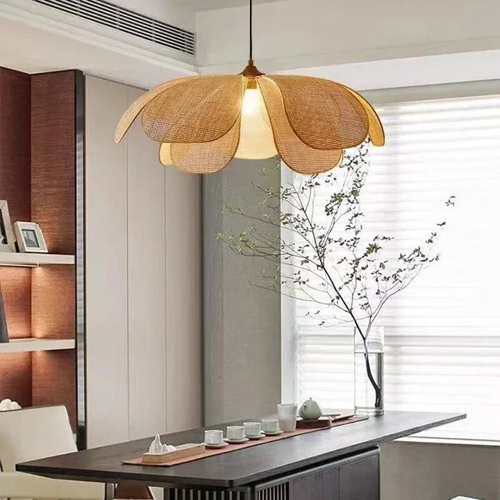 Wicker Petal Pendant Light | 3 Sizes | Boho | Qonforta