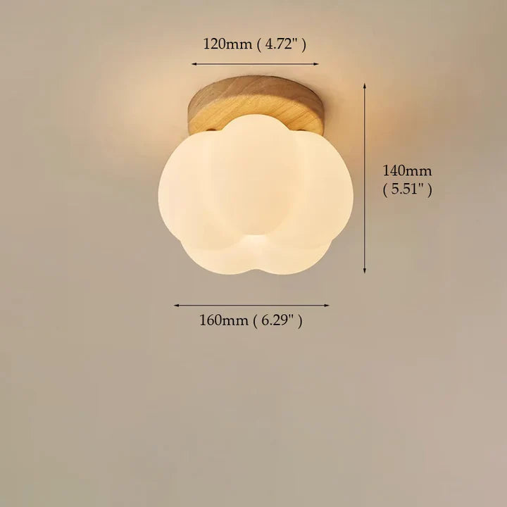 Pumpkin Wood Flush Mount Ceiling Light | Dark & Clear | Qonforta