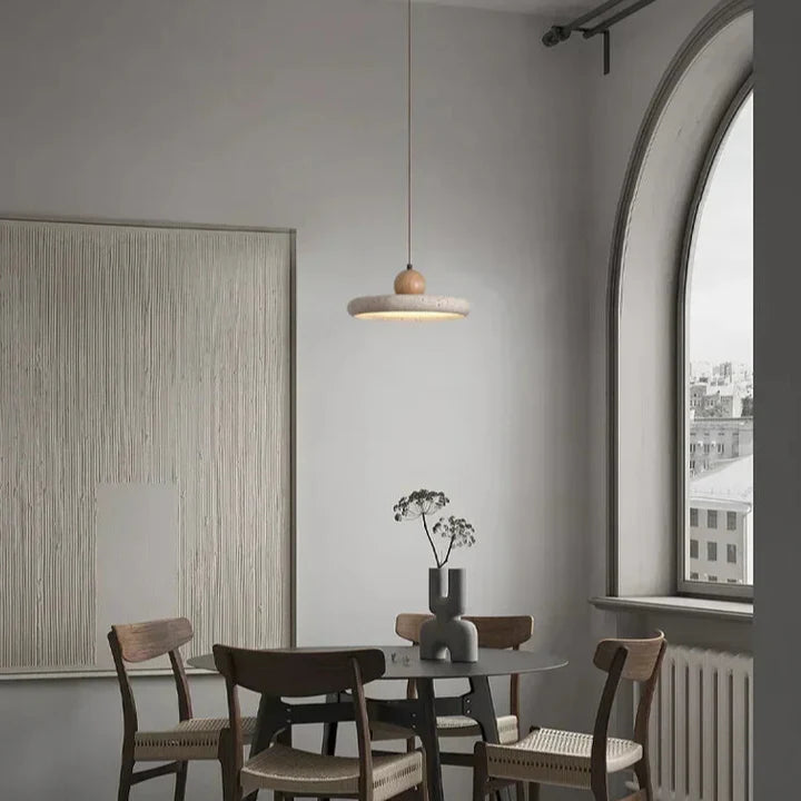 Travertine Stone Pendant Light | 2 Sizes 2 Light Modes | Qonforta