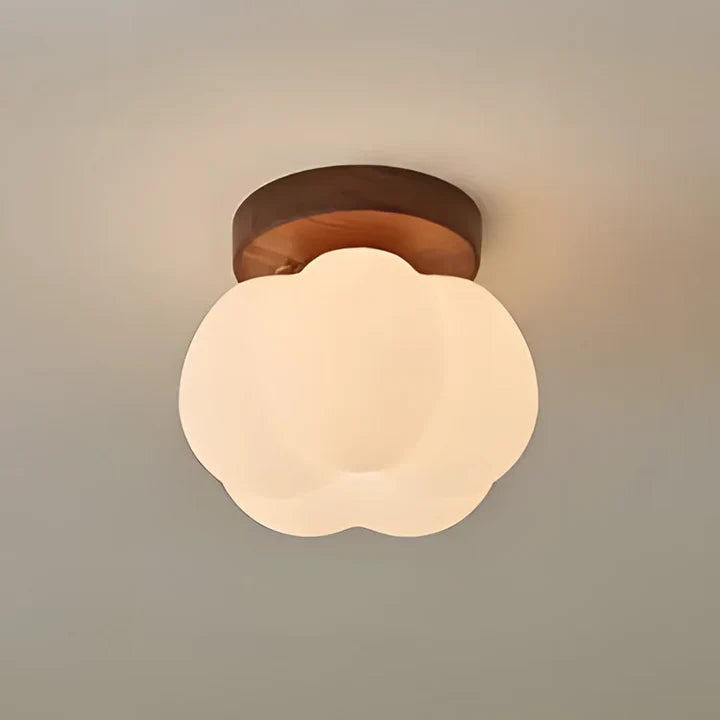 Pumpkin Wood Flush Mount Ceiling Light | Dark & Clear | Qonforta