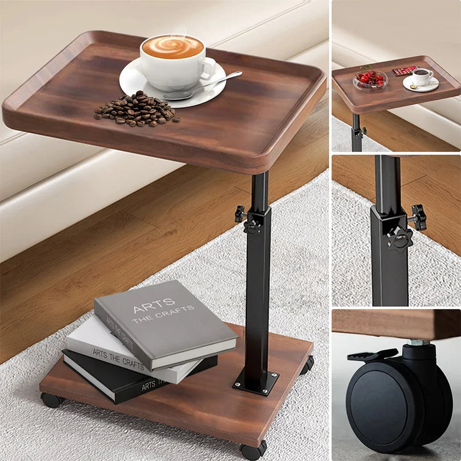 Torvane C shape side table with a wood look top and metal frame