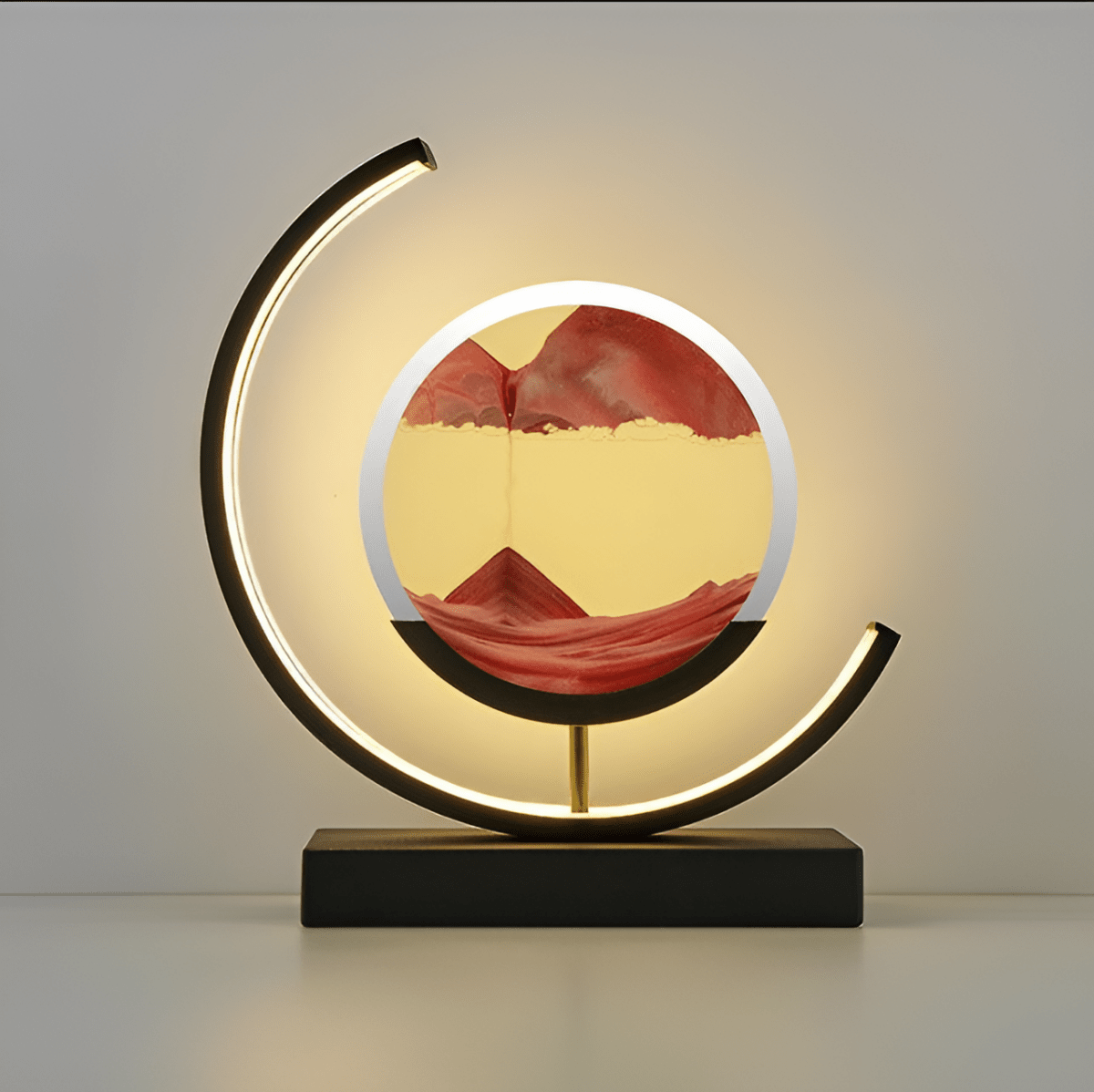 Moving Sand Art Lamp, Dimmable LED | 3 Light Colors | Qonforta