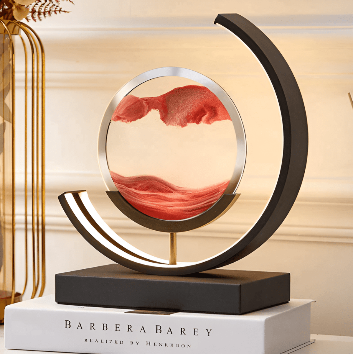 Moving Sand Art Lamp, Dimmable LED | 3 Light Colors | Qonforta