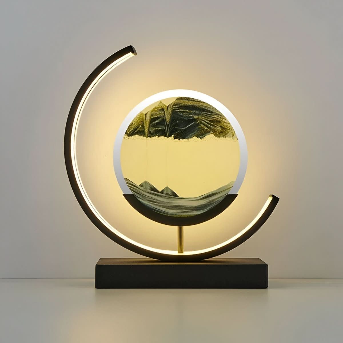 Moving Sand Art Lamp, Dimmable LED | 3 Light Colors | Qonforta