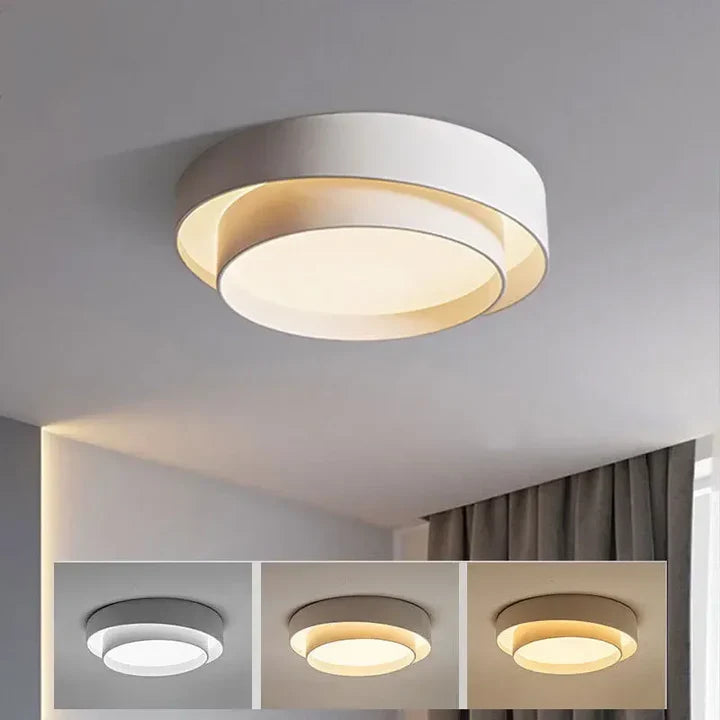 Nordic Double Ring LED Flush Mount Ceiling Light | 3 Sizes, Black & White | Qonforta