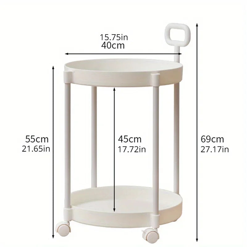 Smooth caster wheels under the two tier rolling cart