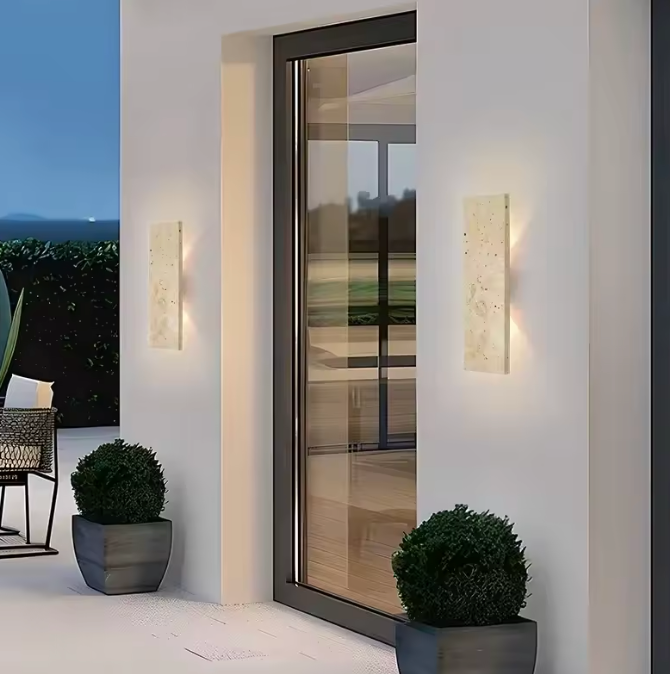 Natural Stone Outdoor Wall Sconce | Waterproof LED | Qonforta