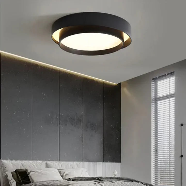 Nordic Double Ring LED Flush Mount Ceiling Light | 3 Sizes, Black & White | Qonforta