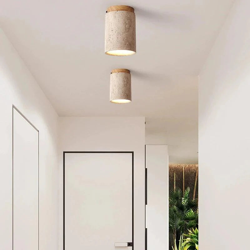 Stone Flush Mount Ceiling Light Japandi – 3 Color Temps | Qonforta