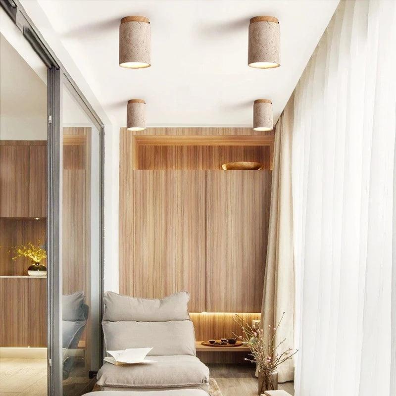 Stone Flush Mount Ceiling Light Japandi – 3 Color Temps | Qonforta