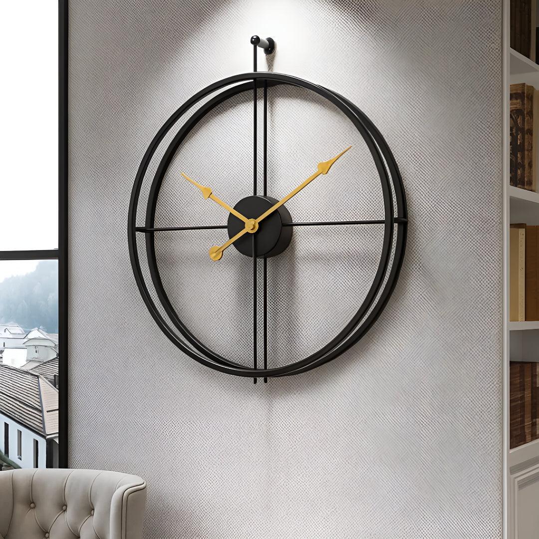Large Silent Wall Clock | Minimalist Open-Frame Design | Qonforta