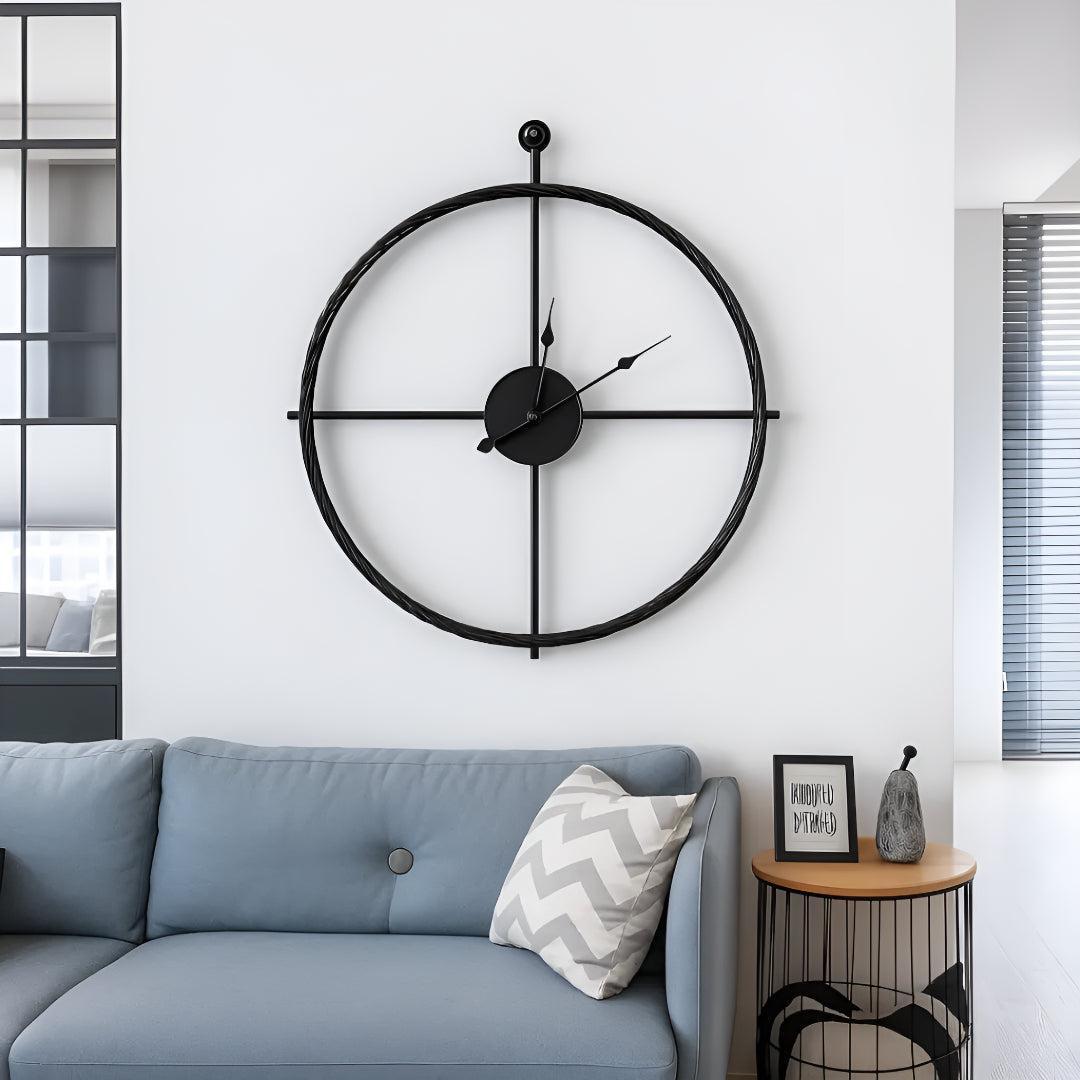Large Silent Wall Clock | Minimalist Open-Frame Design | Qonforta