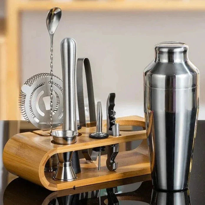 Stainless Steel Cocktail Set | 10-Piece Bar Tool Kit | Qonforta