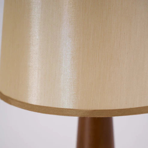 Wood Floor Lamp Tall Fabric Shade Plug-In | Qonforta