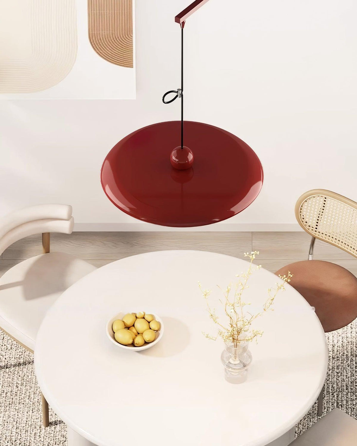Tizio flat disc pendant light - in a hallway