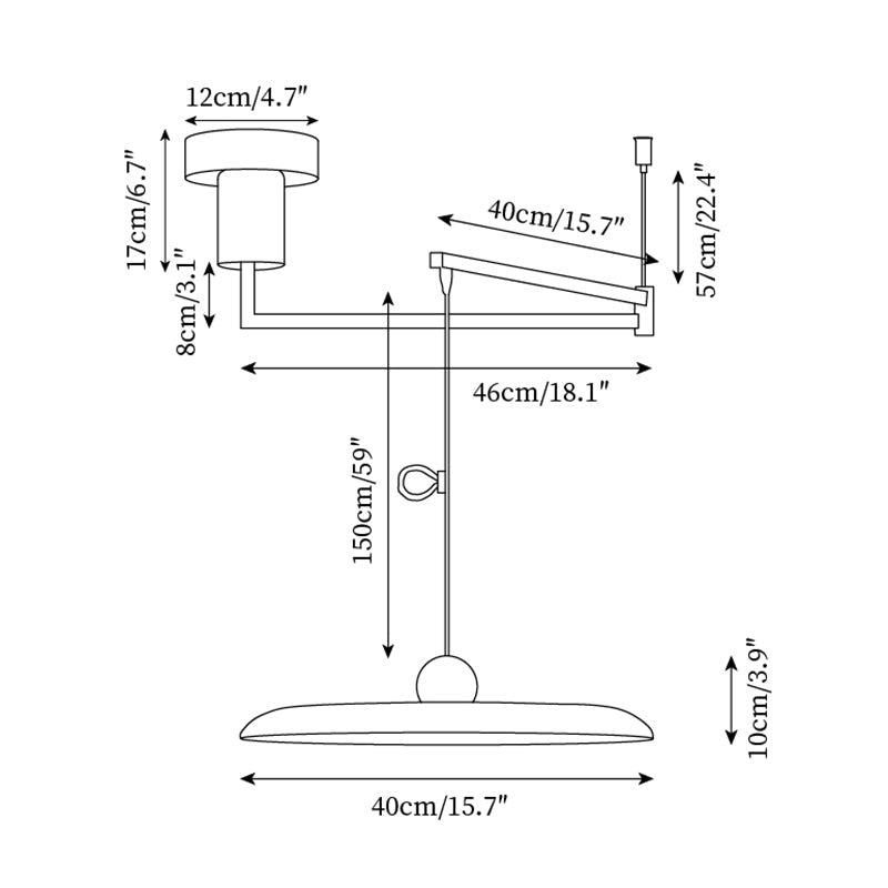 Tizio flat disc pendant light - in a styled bedroom