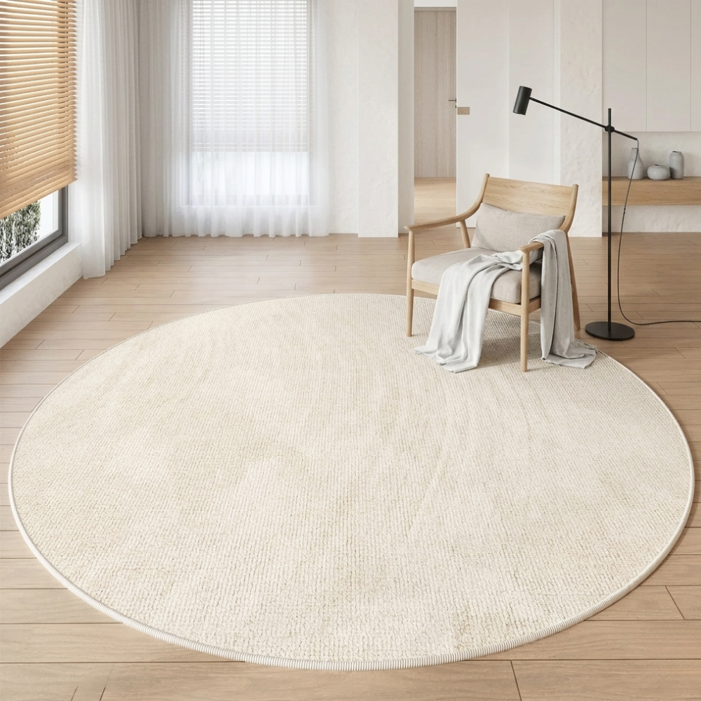 Round Wabi Sabi Area Rug | Cream Non-Slip | Qonforta