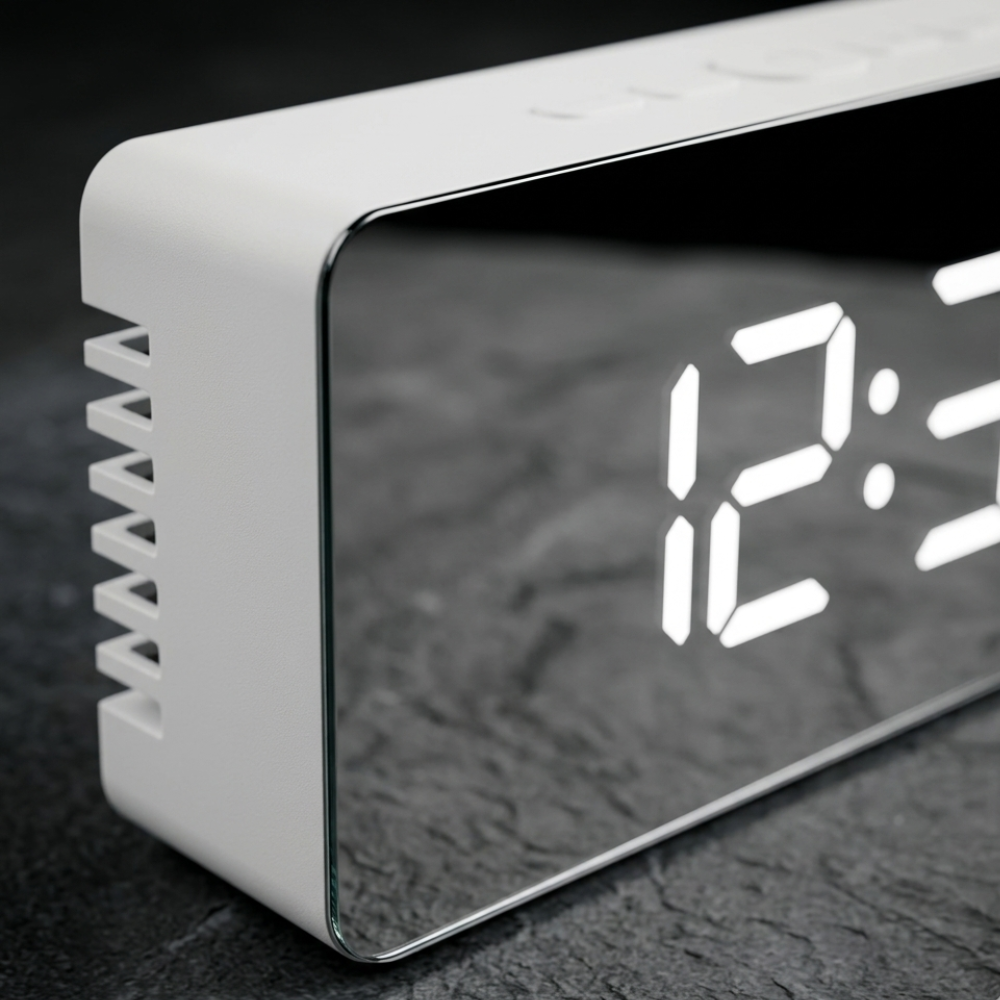 LED Mirror Alarm Clock | Adjustable Brightness | Qonforta