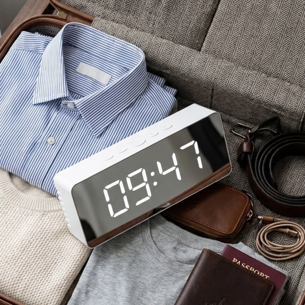 LED Mirror Alarm Clock | Adjustable Brightness | Qonforta