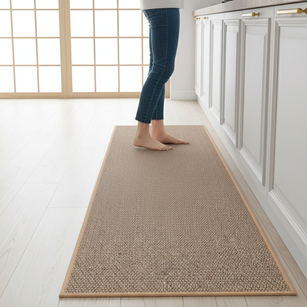 Woven Kitchen Mat | Non-Slip Rubber Backing | Qonforta