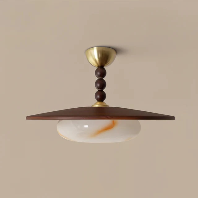 Alabaster Walnut Semi-Flush Ceiling Light | Warm White | Qonforta
