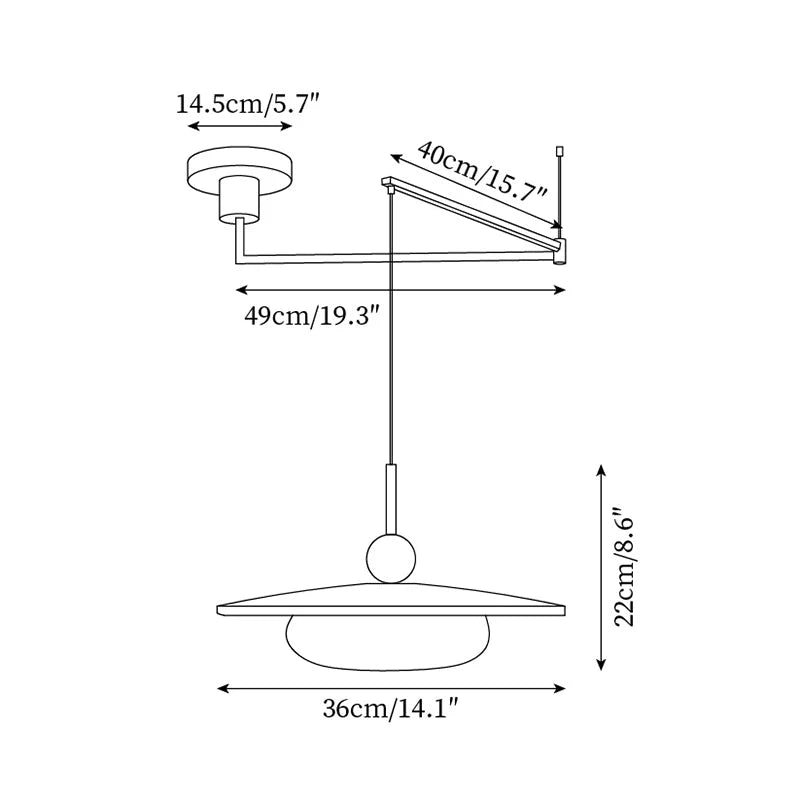 Swing Arm Pendant Light Walnut Shade | Adjustable | Qonforta