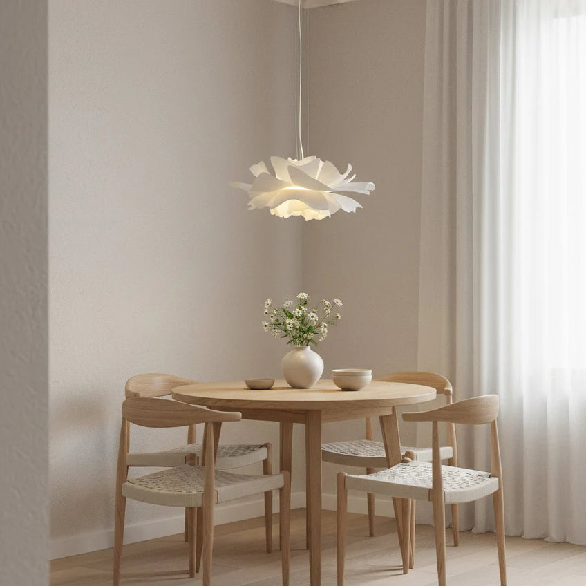 White Lotus Pendant Light | Sculptural Floral | 3 Sizes | Qonforta