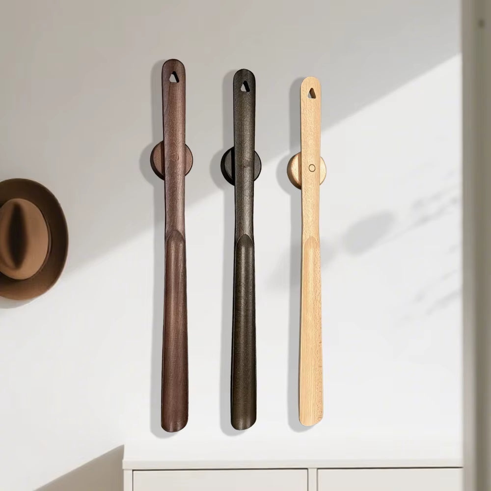 Extra-Long Wood Shoehorn | Magnetic Wall-Mount Shoehorn | Qonforta