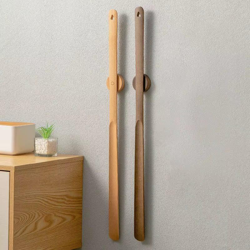 Extra-Long Wood Shoehorn | Magnetic Wall-Mount Shoehorn | Qonforta