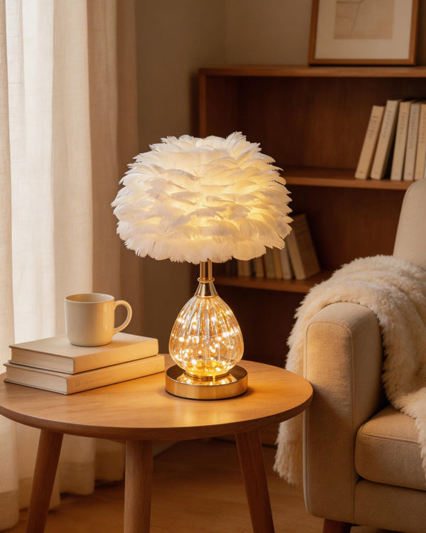 PlumeLux — Nordic Feather Table Lamp