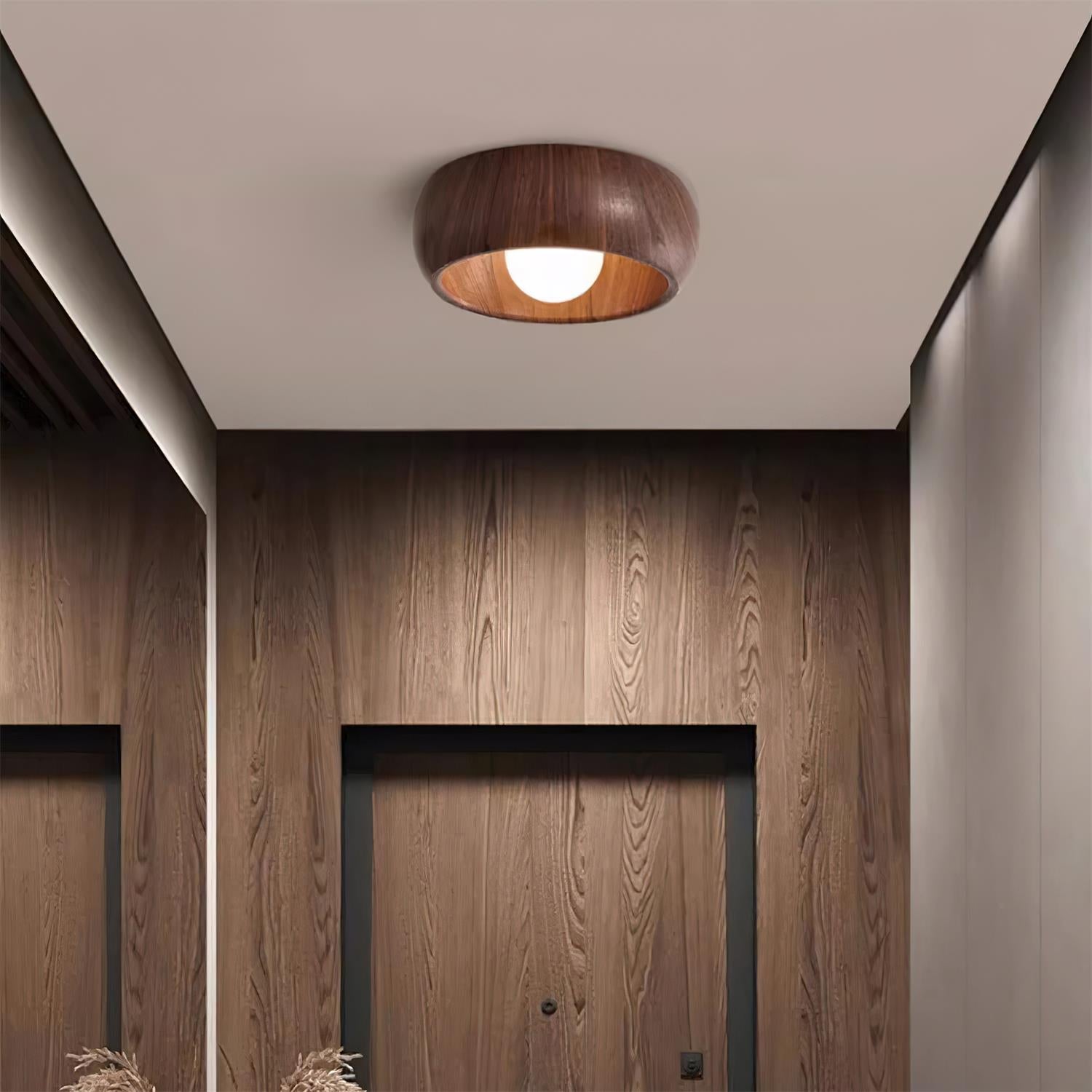 Wood Grain Flush Mount Ceiling Light Round – 2 Colors | Qonforta