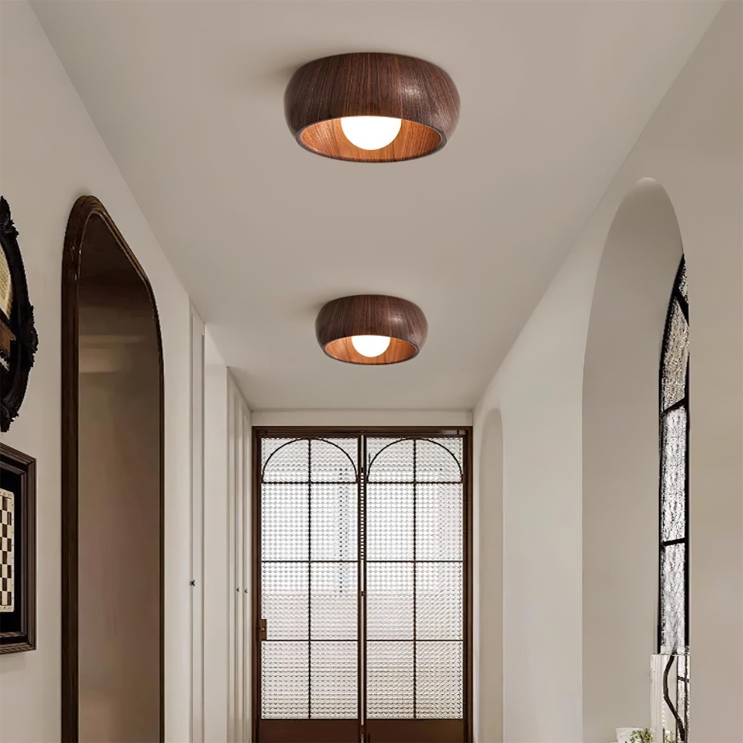 Wood Grain Flush Mount Ceiling Light Round – 2 Colors | Qonforta