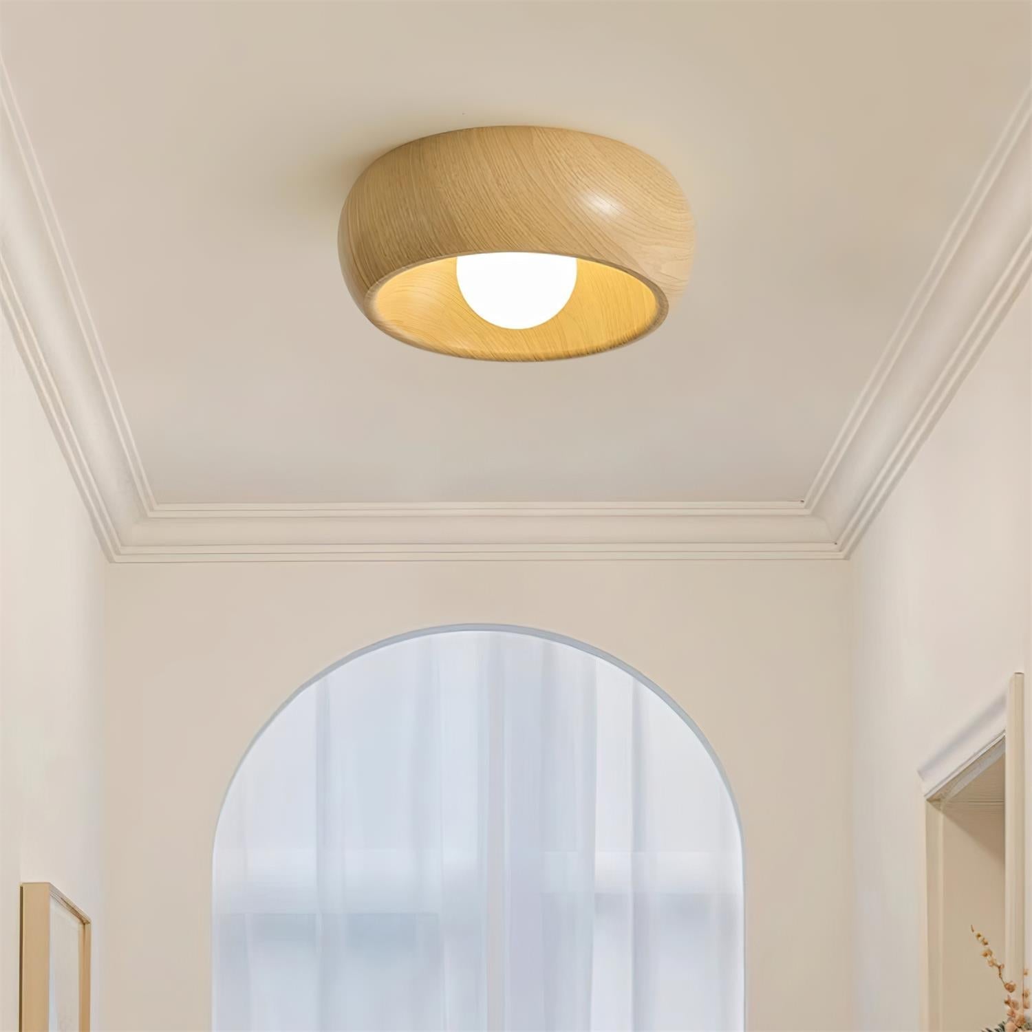 Wood Grain Flush Mount Ceiling Light Round – 2 Colors | Qonforta