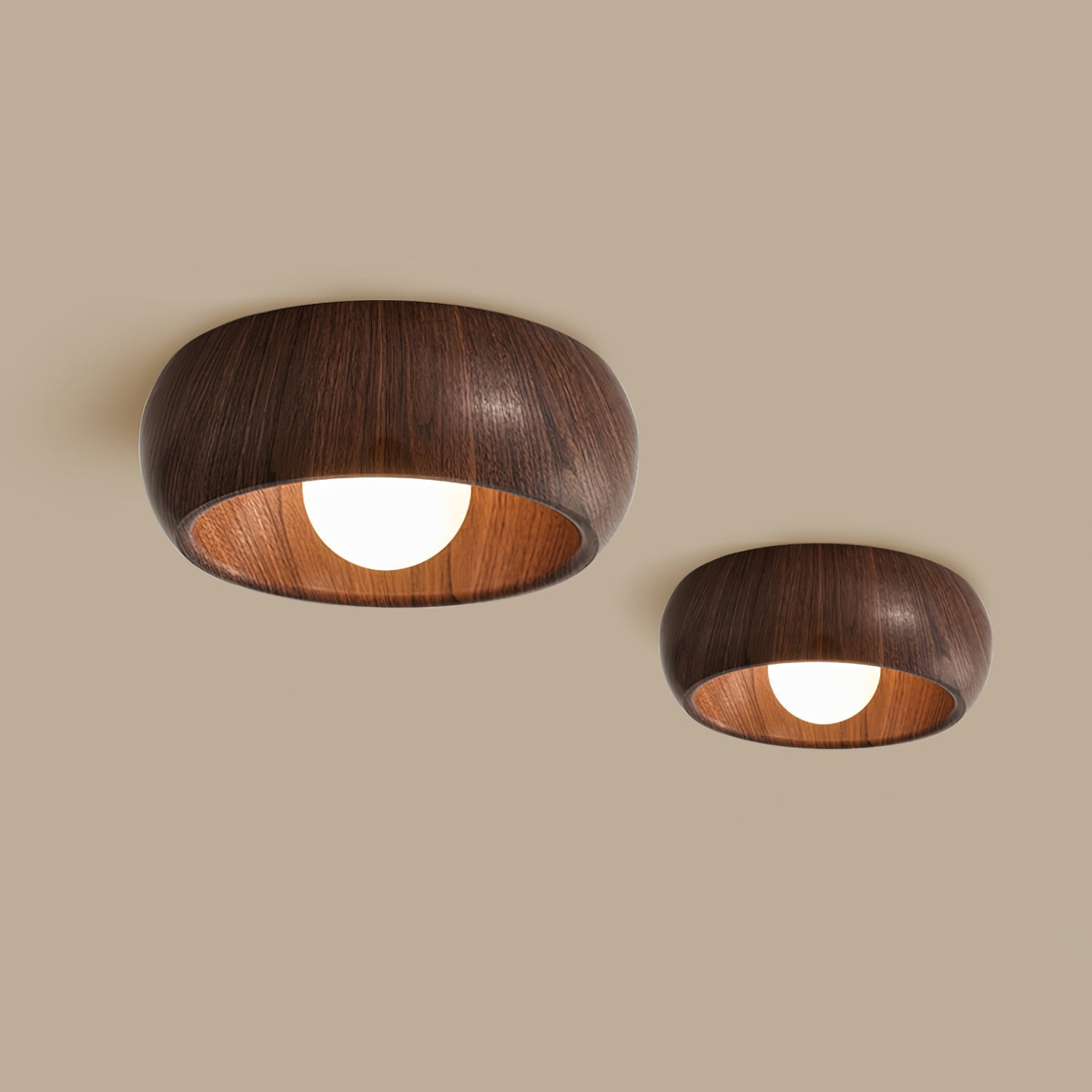 Wood Grain Flush Mount Ceiling Light Round – 2 Colors | Qonforta
