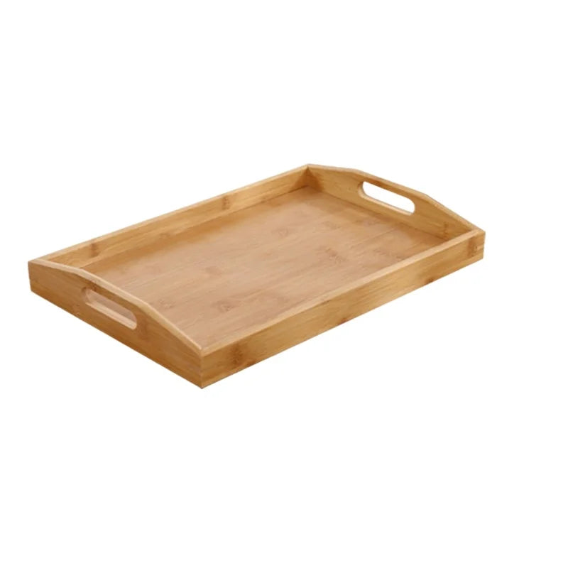 Largest curved end bamboo serving tray on a white background