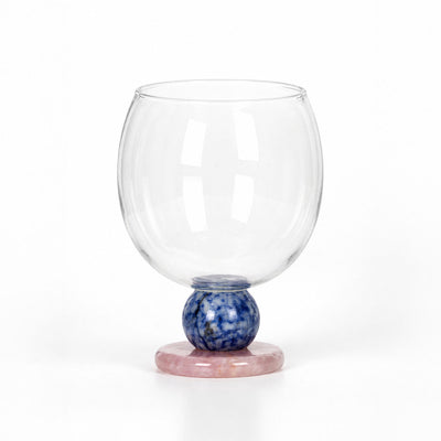 Balloon Drinking Glass on a Stone Base, 7 Colors | Qonforta