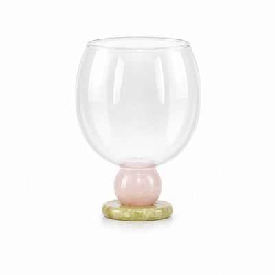 Balloon Drinking Glass on a Stone Base, 7 Colors | Qonforta