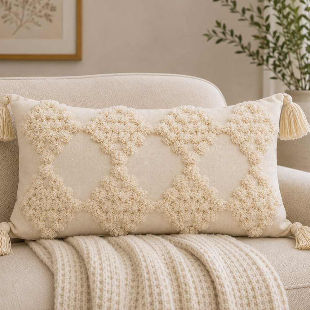 Orvella Tufted Tassel Throw Pillow – Lumbar or Square | Qonforta