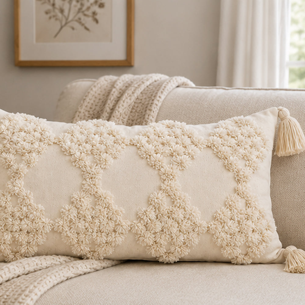 Orvella Tufted Tassel Throw Pillow – Lumbar or Square | Qonforta