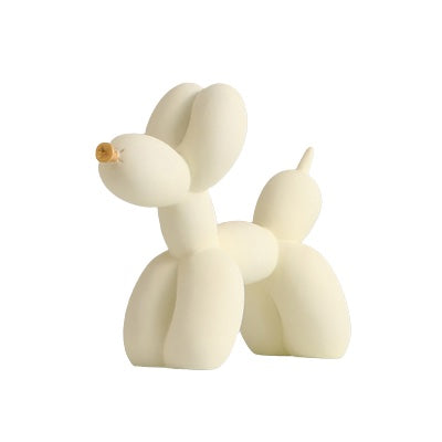 Beige matte balloon dog sculpture on a white background